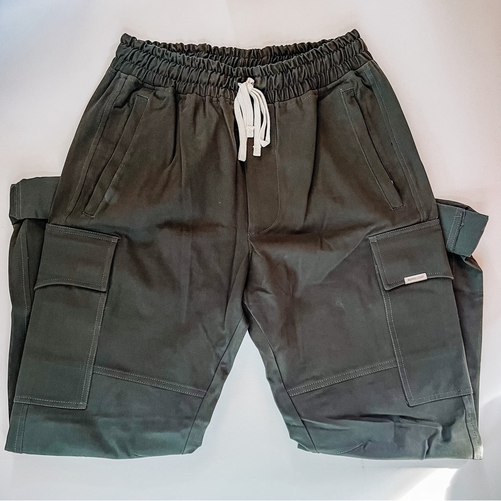 Represent | Men’s Charcoal Drawstring Gray Cargo … - image 1